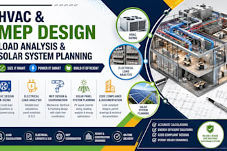 hvac mep design sizing electrical load analysis solar panel system planning code