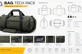 design duffle bag tech pack for manufacturing, handbag, backpack, tote bag