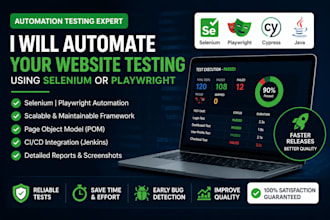 automate your website testing using selenium or playwright