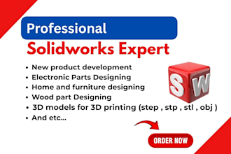 do 3d industrial designs on solidworks with 3d cad designs for you