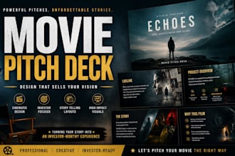 design cinematic movie pitch deck film investor presentation and TV series pitch