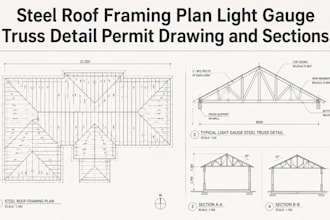 steel roof framing plan light gauge truss detail permit drawing and sections
