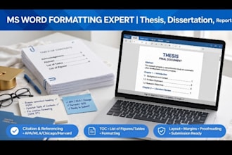 format and design ms word document, thesis and resume professionally