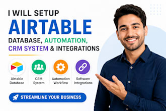 setup airtable database, automation, CRM system and software integrations