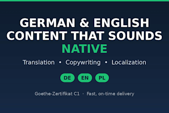 translate and write native german, polish and english content that sounds local