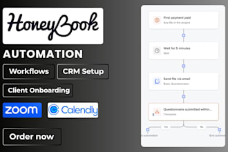 setup honeybook CRM automation, workflow and client onboarding system