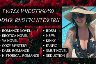 proofread your erotic story novel, romance novel, nsfw, bdsm and fanfic