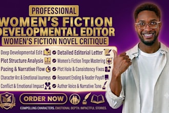 developmental edit your women fiction novel for plot, pacing and character arcs