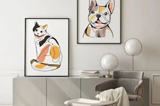 make custom minimalist pet line art from your photo