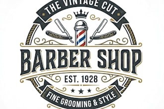 design a modern typography based barber shop logo