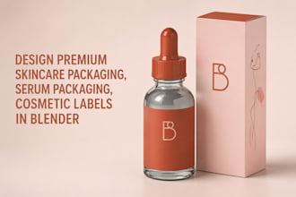 design premium skincare packaging, serum packaging, cosmetic labels in blender