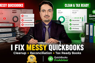 fix messy quickbooks, clean up and ready books for tax filing