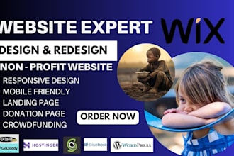 design a professional wix nonprofit website for charities and ngos fundraising