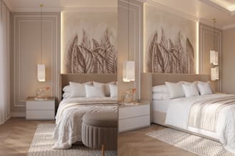 create realistic 3d rendering for your house, office and coffee shop