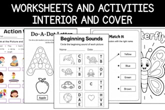 design english, math, science worksheet, kids activity tracing for kids