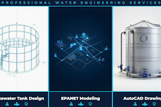 design wastewater tanks, epanet water networks and autocad drawings