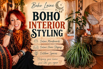 create a boho interior moodboard