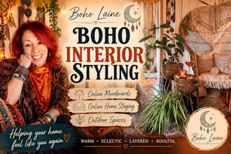 create a boho interior moodboard