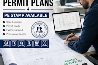 design electrical permit plan with pe stamp ca tx ny fl nv co