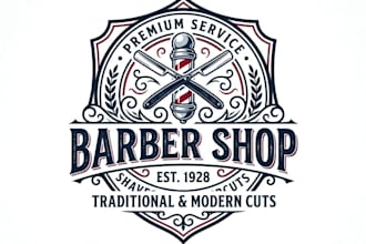 design a modern barber shop logo for your brand