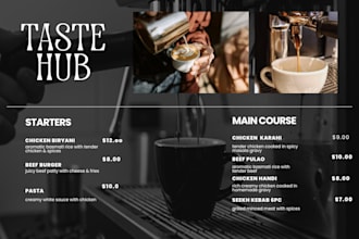 design food menu for cafe and restaurant