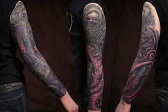 make your sleeve tattoo, tribal tattoo, realistic tattoo