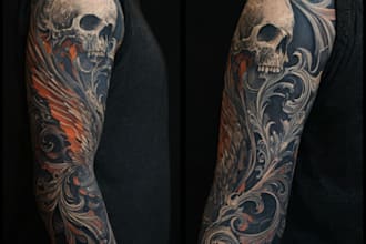 draw a attractive tattoo sleeve art