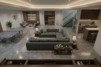 custom basement designs with realistic 3d visualization rendering