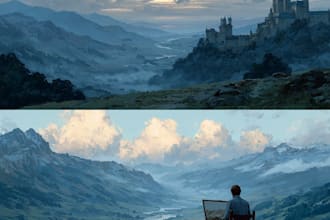 draw a natural landscape and background illustration
