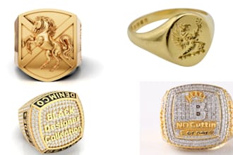 design custom iced out signet ring and engagement ring, stl in rhino matrixgold