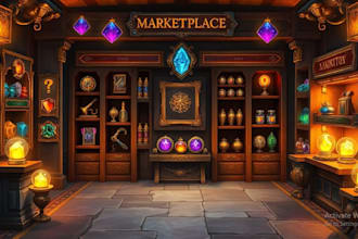 design professional game hud, inventory, health bar, quest and shop UI