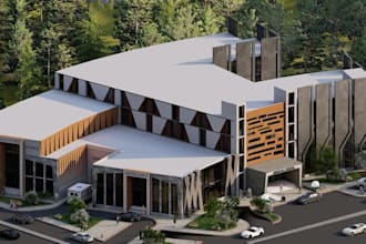revit 3d modern medical center,hospital,fitness center rendering,exterior design