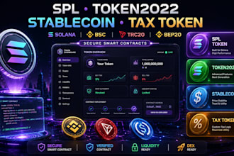 develop spl token, token2022, tax token, stablecoin on sol, bsc, trc20, bep20
