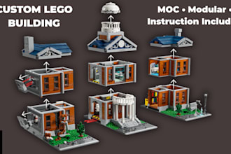 do 3d lego building design custom modular house moc model PDF manual