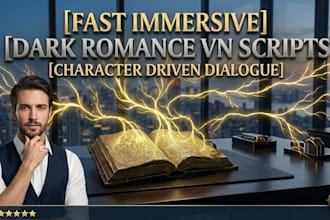 write fast immersive dark romance visual novel script character driven dialogue