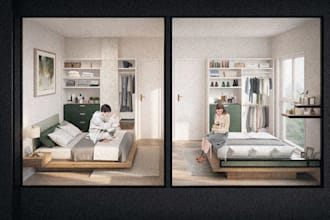 create 3d architecture and interior design using digital collage