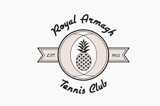 design a nostalgic logo for a private social tennis club