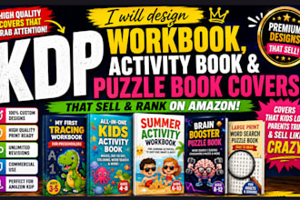 design KDP workbook activity book and puzzle book cover for amazon publishing