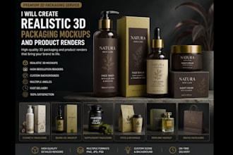 create realistic 3d packaging mockups and product renders