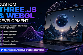 build custom threejs, webgl, interactive 3d websites