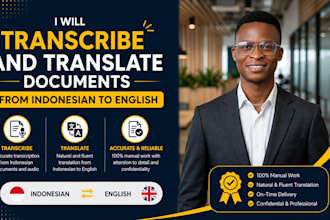 transcribe and translate files from  indonesian to english