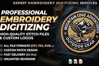 convert logo to embroidery digitizing and emb dst pes files