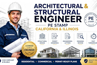 architectural engineer, structural design, stamp in califonia and illinois