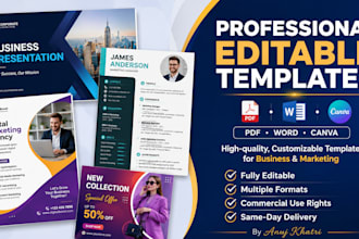 provide professional editable templates PDF word and canva