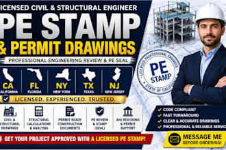 licensed california florida ny tx nj civil structural engineer pe stamp drawing
