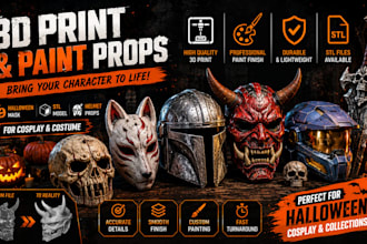 3d print and paint props halloweenmask stl model helmet props for cosplaycostume