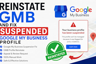 reinstate gmb and fix suspended google my business profile