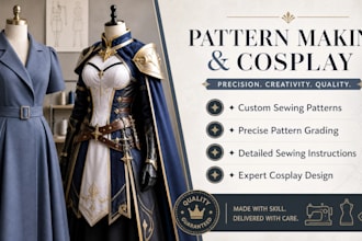make cosplay sewing patterns, grading, and garment design instructions