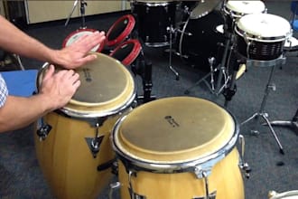 record timpani, congas, bongos, djembe, bass drum, maracas, tambourine and cajon