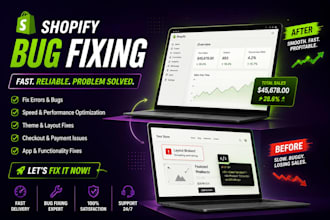 fix your shopify bug, custom shopify coding and shopify store fixes